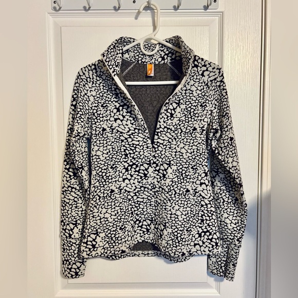 Lucy Tops - Lucy Brown and White Half-zip Pullover size small Workout Outdoor Layering